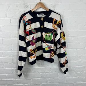Jack B. Quick Women's Button Front Sweater Long Sleeve Multicolor Size L